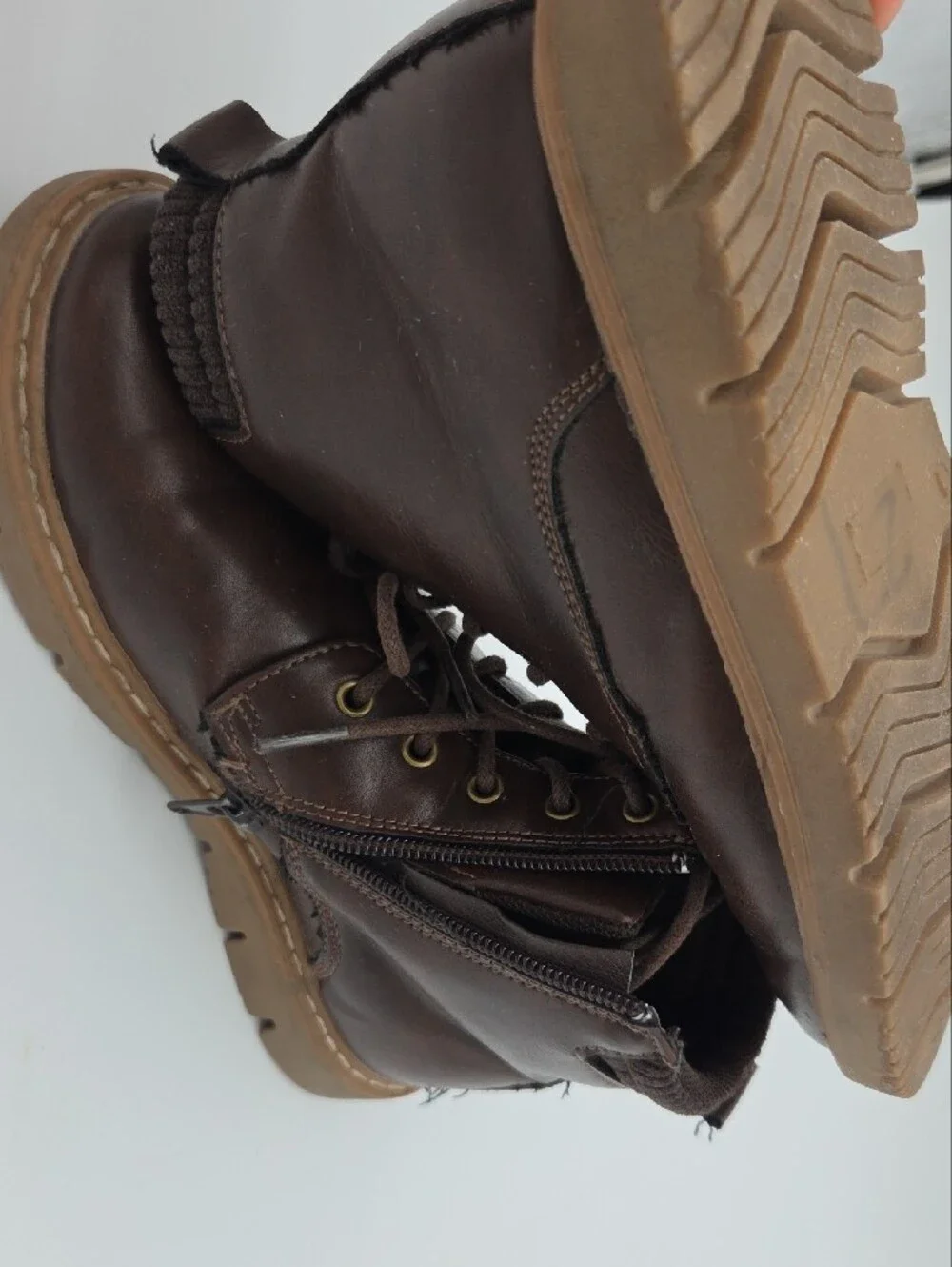 Steve Madden Kids Brown Lace-Up Side-Zip Boots